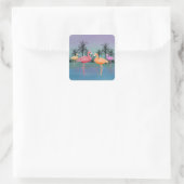 Fabulous Flamingos Vierkante Sticker (Tas)
