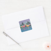 Fabulous Flamingos Vierkante Sticker (Envelop)