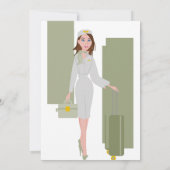 Fabulous Flight Attendant Invitation in Green Kaart (Achterkant)
