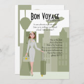 Fabulous Flight Attendant Invitation in Green Kaart (Voorkant / Achterkant)