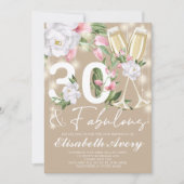 Fabulous Floral 30th Birthday Party Kaart (Voorkant)