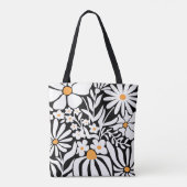 Fabulous Floral Black and White Abstract Tote Bag (Achterkant)