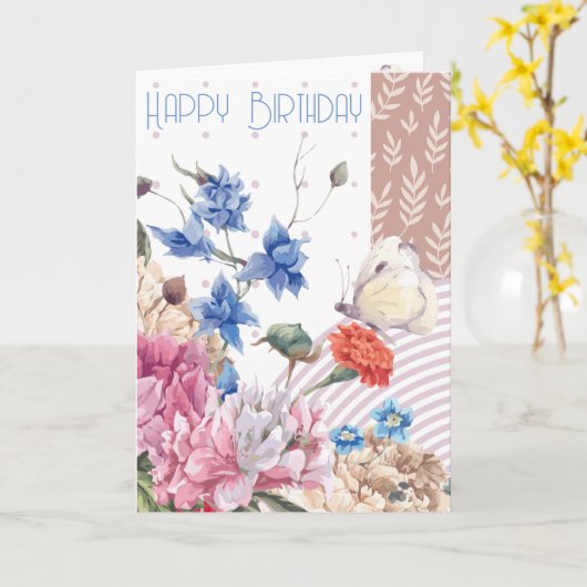 Fabulous Floral & Patchwork Birthday Kaart (Gele Bloem)