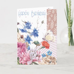 Fabulous Floral & Patchwork Birthday Kaart