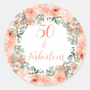 Fabulous floral waterverf jarig ronde sticker
