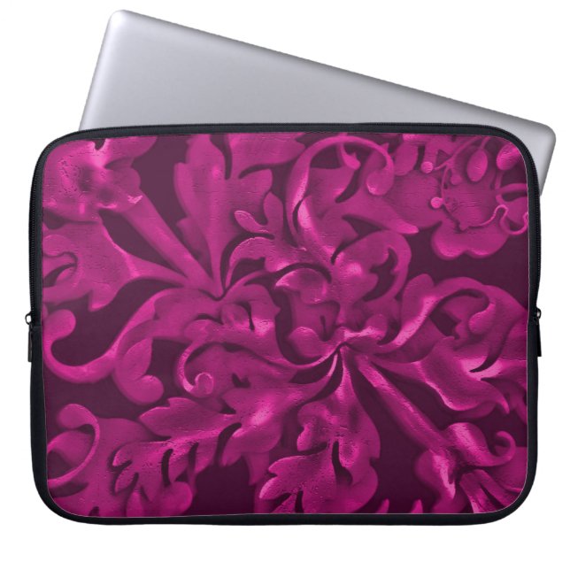 Fabulous Foliage Magenta Laptop Sleeve (Voorkant)