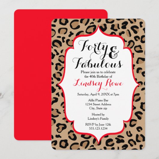 Fabulous Forty Leopard Print Kaart (Voorkant / Achterkant)