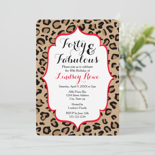 Fabulous Forty Leopard Print Kaart (Staand voorkant)