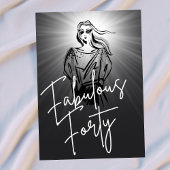 Fabulous Forty Woman Black Sketch 40th Birthday Kaart