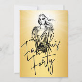 Fabulous Forty Woman Gold Sketch 40th Birthday Kaart (Voorkant)
