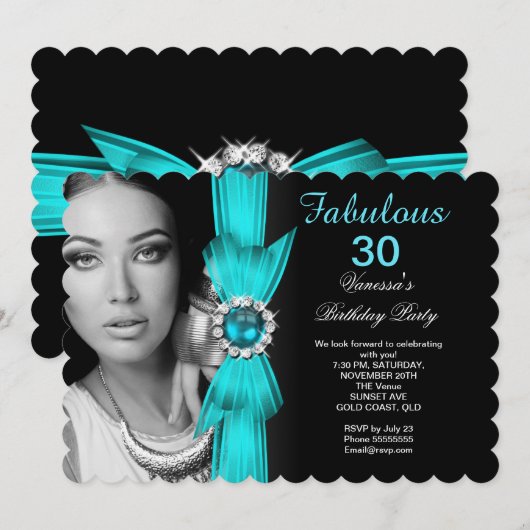 Fabulous Foto van Birthday Party Blauwgroen Blue B Kaart (Voorkant / Achterkant)