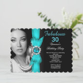 Fabulous Foto van Birthday Party Blauwgroen Blue B Kaart (Staand voorkant)