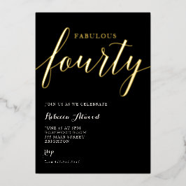Fabulous Fourty BIrthday Foil Invitation Folie Uitnodiging