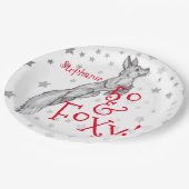 Fabulous Foxy 50th Birthday Black White Fox Papieren Bordje (Gekanteld)