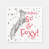 Fabulous Foxy 50th Birthday Black White Fox Servet (Voorkant)
