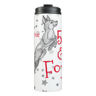 Fabulous Foxy 50th Birthday Black White Fox Thermosbeker