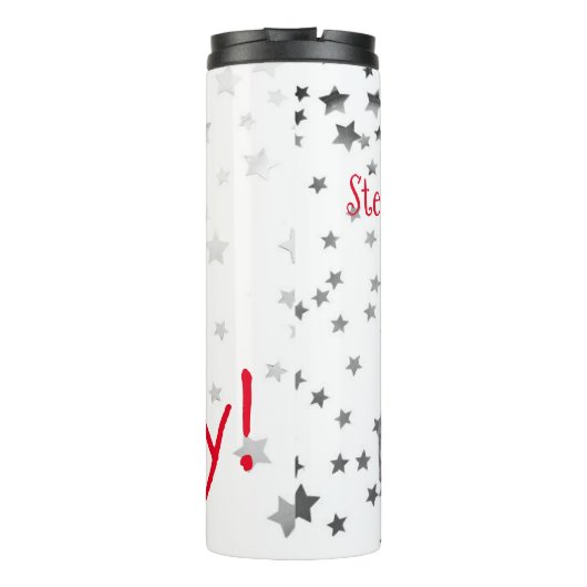 Fabulous Foxy 50th Birthday Black White Fox Thermosbeker (Achterkant)