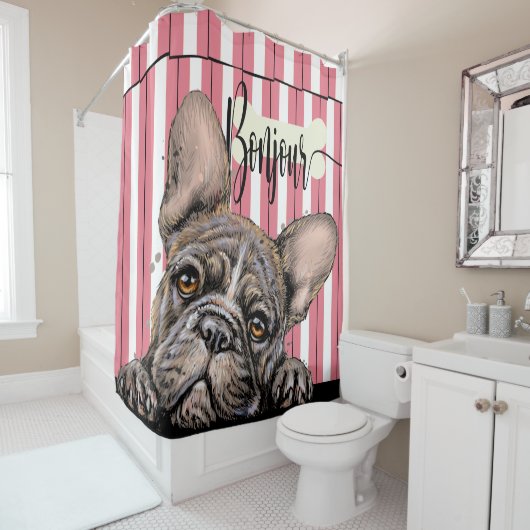 Fabulous Frenchie French Bulldog Shower Curtain Douchegordijn (In situ)