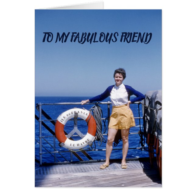 Fabulous Friend Retro Birthday Lady Nautical (Voorkant)