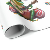 Fabulous Frog Jazz Band Kerstvakantie op Wit Cadeaupapier (Rol Hoek)