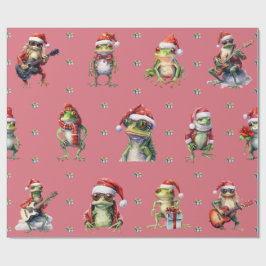 Fabulous Frog Rock Band Christmas Holiday LT Red Cadeaupapier