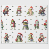 Fabulous Frog Rock Band Kerst Vakantie op Wit Cadeaupapier (Vlak)