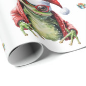 Fabulous Frog Rock Band Kerst Vakantie op Wit Cadeaupapier (Rol Hoek)