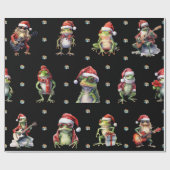 Fabulous Frog Rock Band Kerst Vakantie Zwart Cadeaupapier (Vlak)