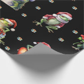 Fabulous Frog Rock Band Kerst Vakantie Zwart Cadeaupapier (Hoek)