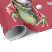 Fabulous Frog Rock Band Kerstvakantie op rood Cadeaupapier (Rol Hoek)