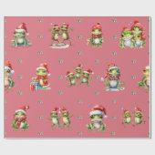 Fabulous Frogs Kerstvakantie LT Rood Wrapping Cadeaupapier (Vlak)