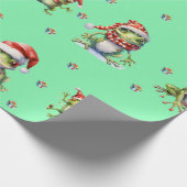 Fabulous Frogs Kerstvakantie op Groene Wrapping Cadeaupapier (Hoek)