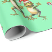 Fabulous Frogs Kerstvakantie op Groene Wrapping Cadeaupapier (Rol Hoek)