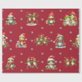 Fabulous Frogs Kerstvakantie op Red Wrapping Cadeaupapier (Vlak)