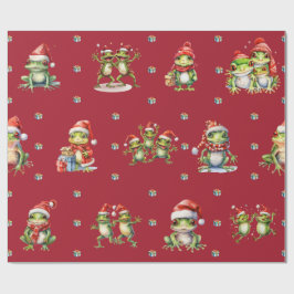 Fabulous Frogs Kerstvakantie op Red Wrapping Cadeaupapier
