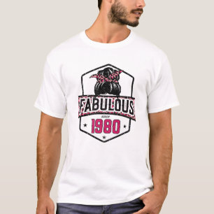Fabulous from 1980 42th Birthday Leopard Messy Bu T-shirt