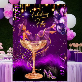Fabulous Fun Birthday Purple Champagne Glass Kaart