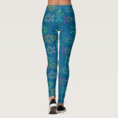 Fabulous Fun Blue Ocean Multi Fin Pattern Leggings (Achterkant)