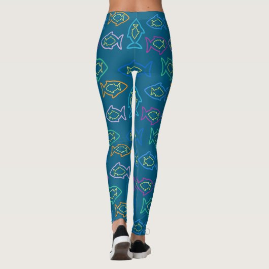 Fabulous Fun Blue Ocean Multi Fin Pattern Leggings (Achterkant)