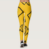 Fabulous Fun Geel en Zwarte Vin Patroon Leggings (Achterkant)