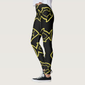 Fabulous Fun Zwart en Geel Vin Patroon Leggings (Links)