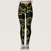 Fabulous Fun Zwart en Geel Vin Patroon Leggings (Voorkant)