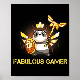 Fabulous Gamer Funny Panda Gamer Video Game Poster