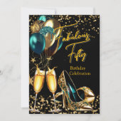 Fabulous Glitter Blauwgroen Blauw Gouden Hakken Ch Kaart (Voorkant)
