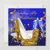 Fabulous Glitter Blue Gold High Hiel Dag 5 Kaart (Voorkant)