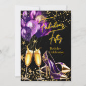 Fabulous Glitter Paarse gouden hakken Champagne in Kaart (Voorkant)