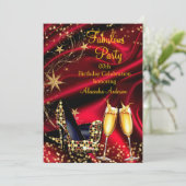 Fabulous Glitter Red Gold Hakken Champagne Kaart (Staand voorkant)