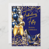 Fabulous Glitter Royal Blue Gold hakken Champagne Kaart (Voorkant)