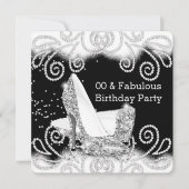 Fabulous Glitter Silver High Heels Birthday Party Kaart (Voorkant)