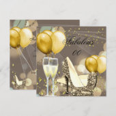 Fabulous Gold Beige Champagne Birthday Party 3 Kaart (Voorkant / Achterkant)